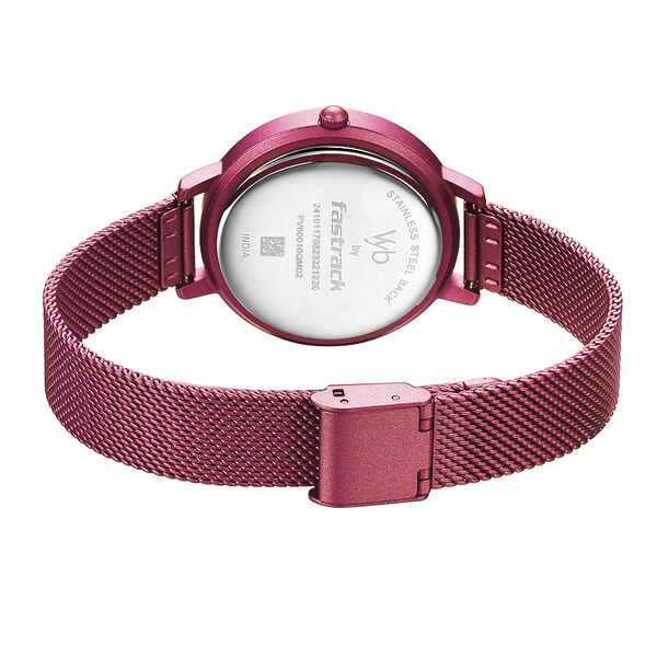 Fastrack Vyb Aurora Quartz Analog Pink Dial Stainless Steel Strap Watch for Girls - image number 6