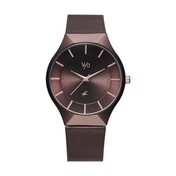 Fastrack Vyb Successor Quartz Analog Maroon Dial Stainless Steel Strap Watch for Girls - image number 0