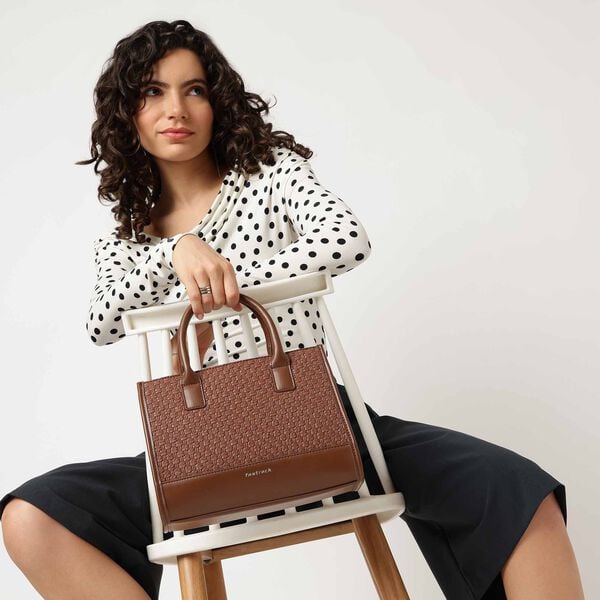 Lattice brown satchel - image number 0