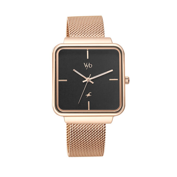 Fastrack Vyb Minimalist Quartz Analog Black Dial Stainless Steel Strap Watch for Girls - image number 1
