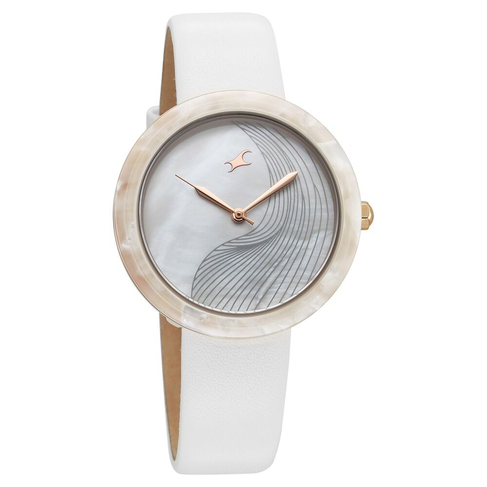 Buy Online Fastrack Younique Quartz Analog Mother Of Pearl Dial LeatherStrap Watch For Girls 68035kl01 Fastrack