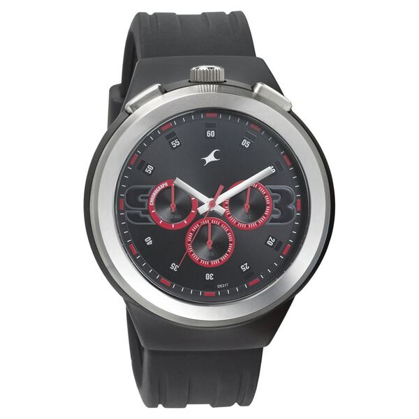 Fastrack Quartz Chronograph Black Dial Plastic Strap Watch for Guys - image number 0