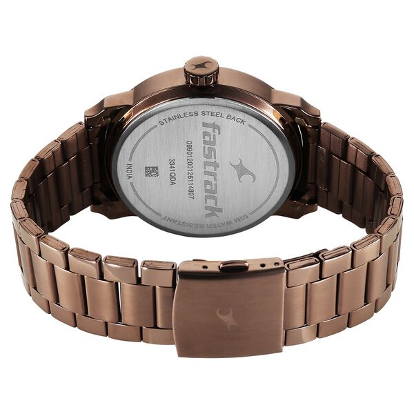 Fastrack Pulse IV Dual Time Analog Watch with Brown Dial & Brown Stainless Steel Strap For Guys - image number 5