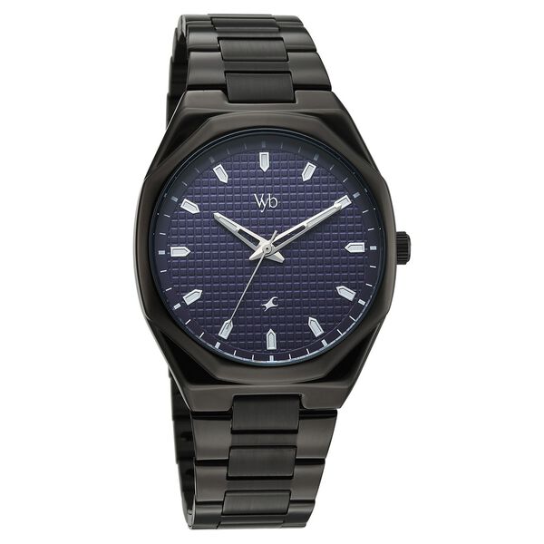 Vyb Nimbus By Fastrack Quartz Analog Purple Dial Black Metal Strap Watch For Guys - image number 1