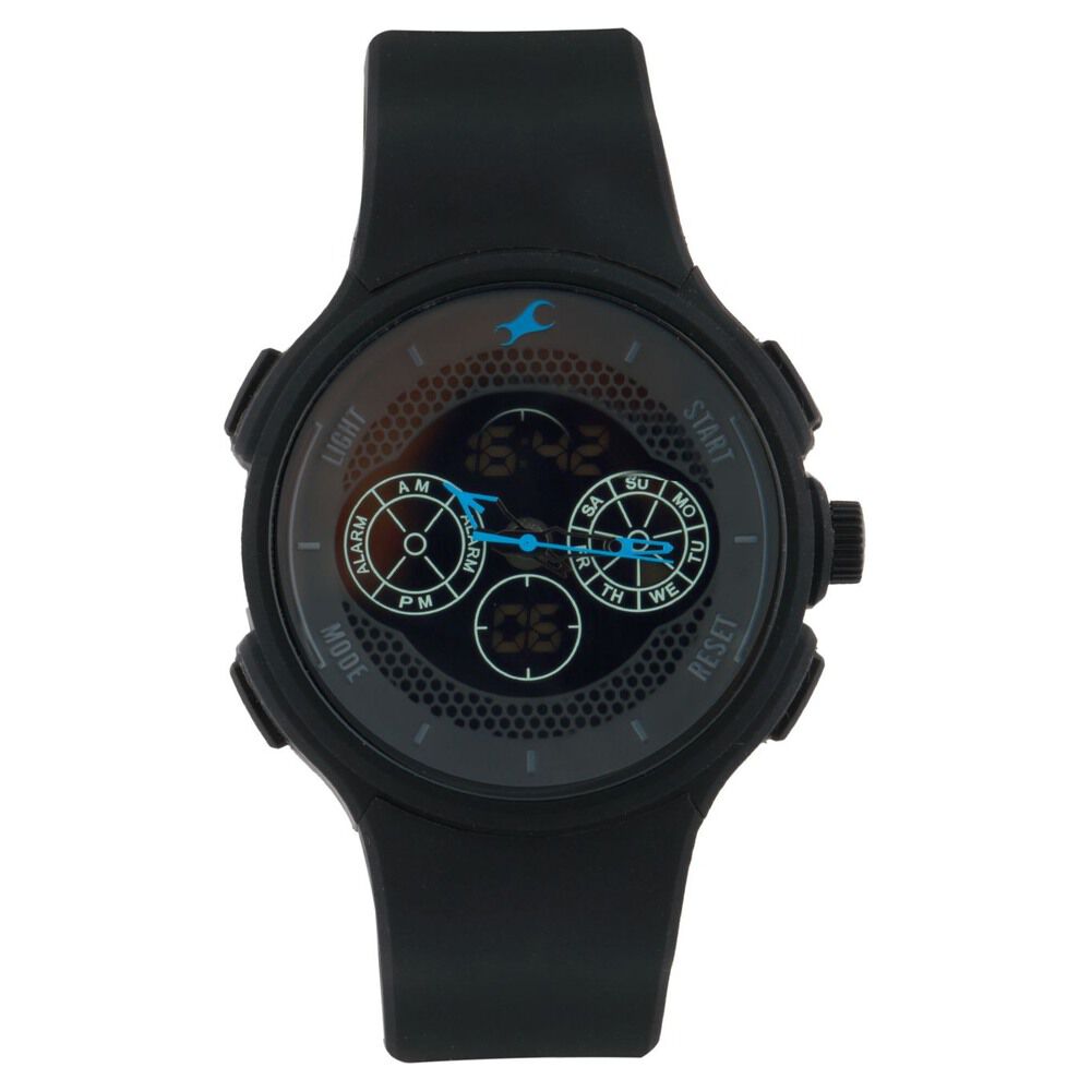 Fastrack Quartz Analog Digital Black Dial Silicone Strap Watch for