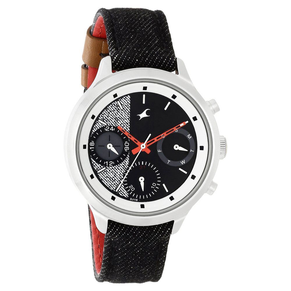 Fastrack Denim Quartz Multifunction Black Dial Denim Strap Watch