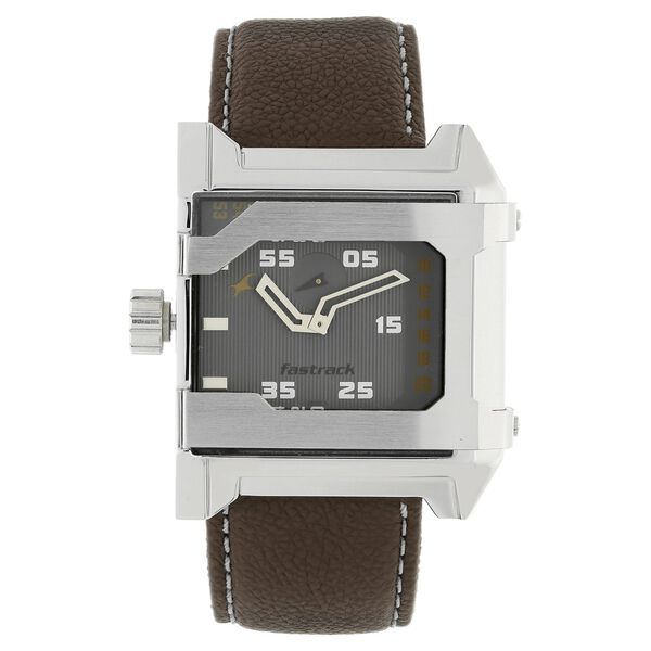 Fastrack Quartz Analog Grey Dial Leather Strap Watch for Guys - image number 0