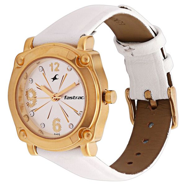 Fastrack Quartz Analog Silver Dial Leather Strap Watch for Girls - image number 1
