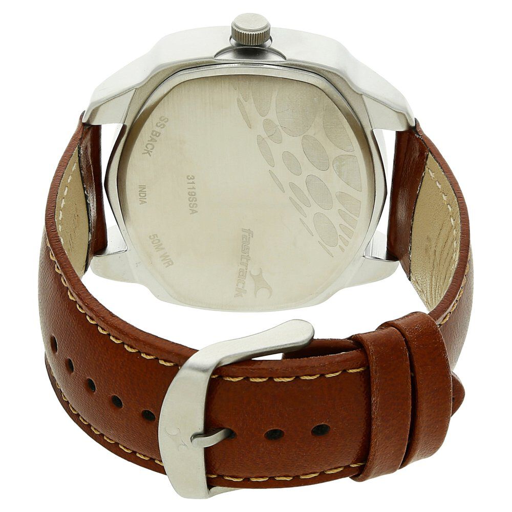 Buy Online Fastrack Quartz Analog Brown Dial Leather Strap Watch for Guys 3119sl04c Fastrack