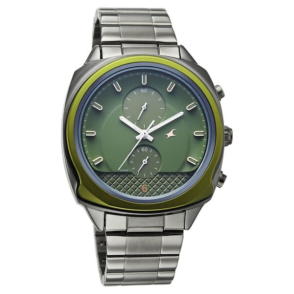 Fastrack Gelato Gunmetal chronograph watch with Pista green dial for Guys - image number 1