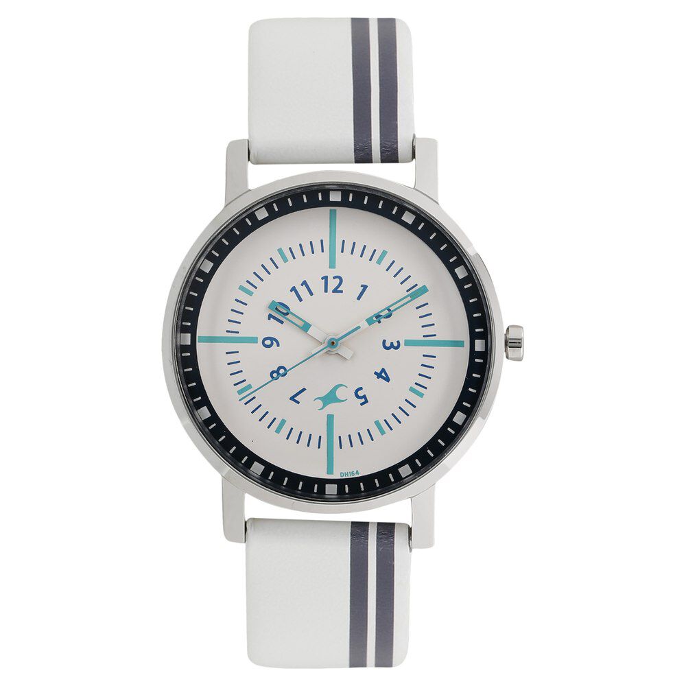Buy Online Fastrack Varsity Quartz Analog White Dial Leather Strap Watch for Girls np6172sl01 Fastrack