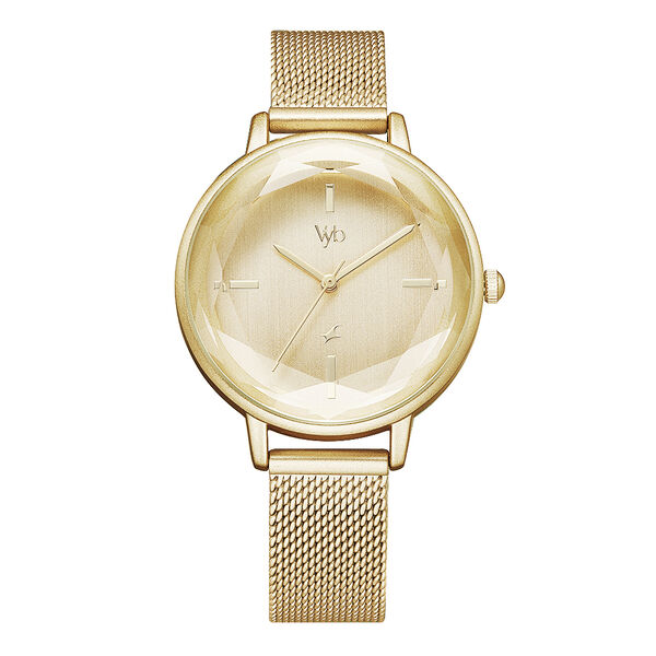 Fastrack Vyb Aurora Quartz Analog Golden Dial Stainless Steel Strap Watch for Girls - image number 0