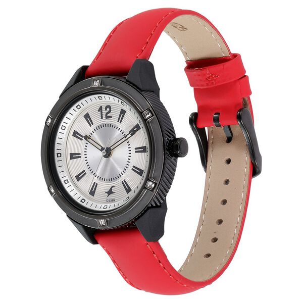Fastrack Modular Quartz Analog Silver Dial Leather Strap Watch for Girls - image number 2
