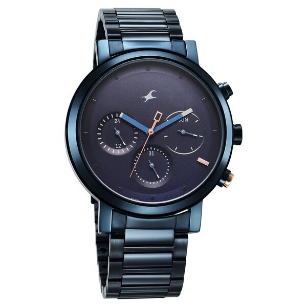 Fastrack Tick Tock Quartz Analog Blue Dial With Blue Stainless steel Strap Watch for Guys - image number 1