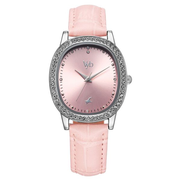 Fastrack Vyb Mirage Quartz Analog Pink Dial Pink Color Leather Strap Watch For Girls - image number 1