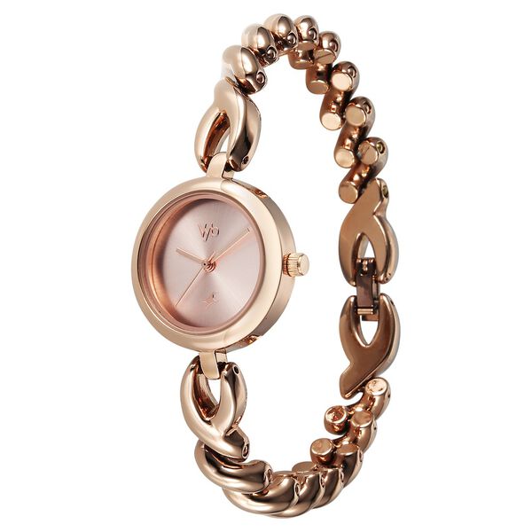Vyb Siren By Fastrack Quartz Analog Pink Dial Rose Gold Stainless Steel Strap Watch For Girls - image number 4