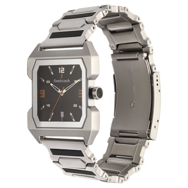 Fastrack Hitlist Quartz Analog with Date Black Dial Stainless Steel Strap Watch for Guys - image number 2