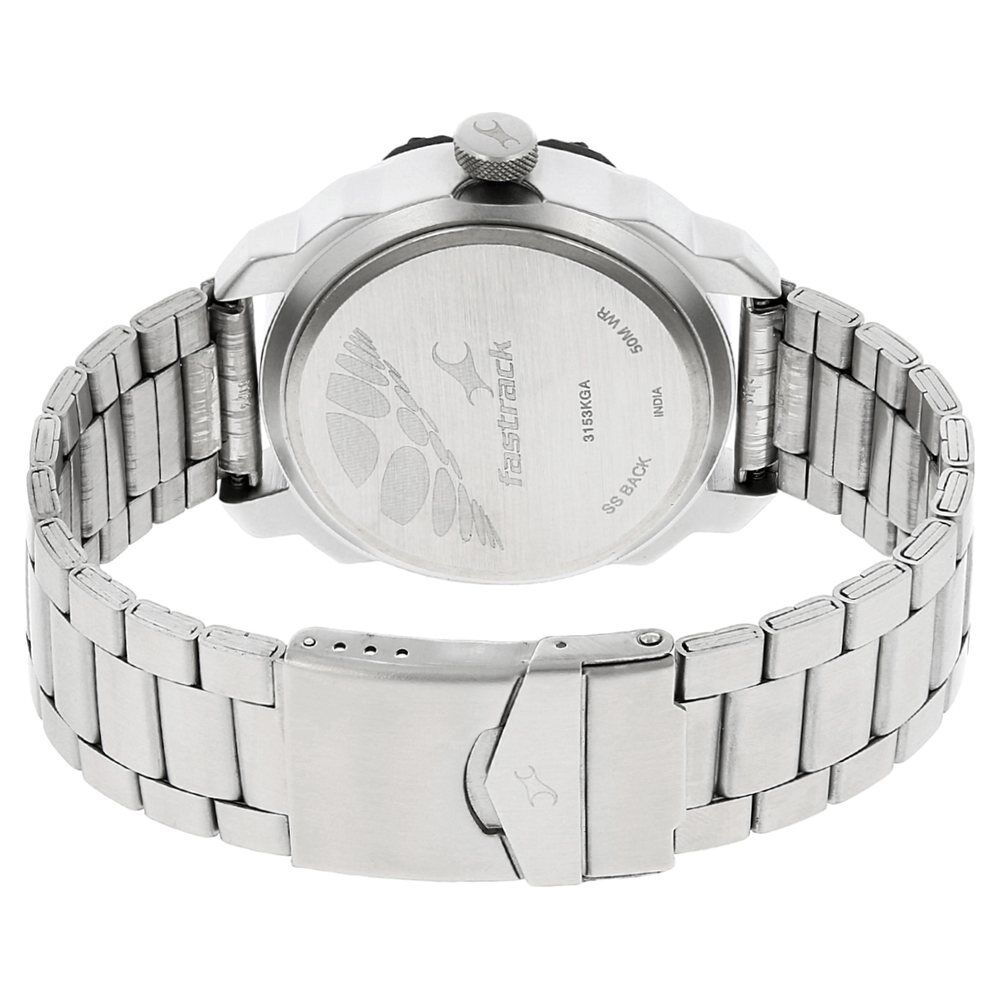 Fastrack Motorheads Quartz Analog Silver Dial Stainless Steel Strap Watch for Guys