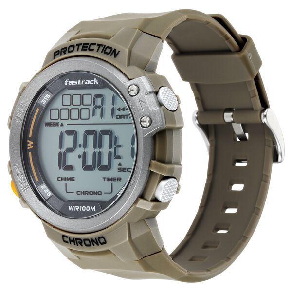 Fastrack Digital Dial Green Silicone Strap Watch For Guys - image number 4