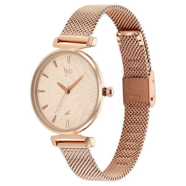 Fastrack Vyb Classique Quartz Analog Rose Gold Dial Rose Gold Metal Strap Watch For Women - image number 2