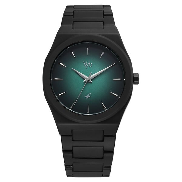 Vyb Quest By Fastrack Quartz Analog Green Gradient Dial Metal Strap Watch For Guys - image number 2