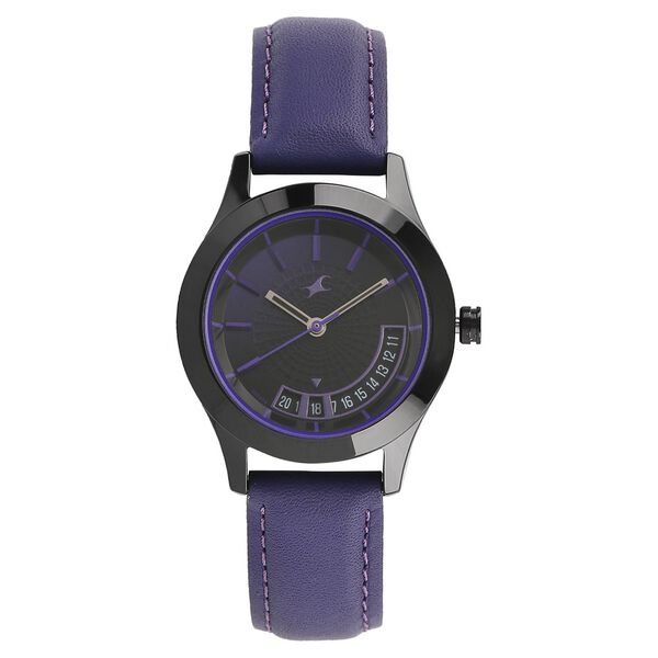 Fastrack All Nighters Quartz Analog Purple Dial Leather Strap Watch for Girls - image number 0