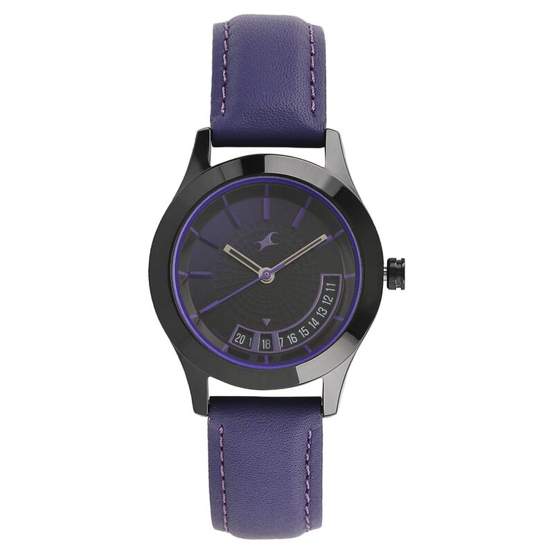 Buy Online Fastrack All Nighters Quartz Analog Purple Dial Leather