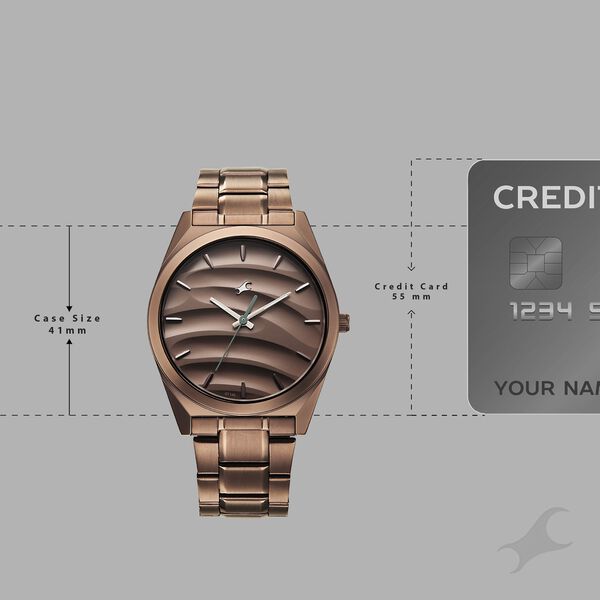 Fastrack Gelato Brown metal strap watch with Chocolate dial for Guys - image number 3