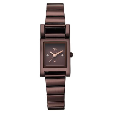 Vyb Muse By Fastrack Quartz Analog Brown Dial Brown Stainless Steel Strap Watch For Girls