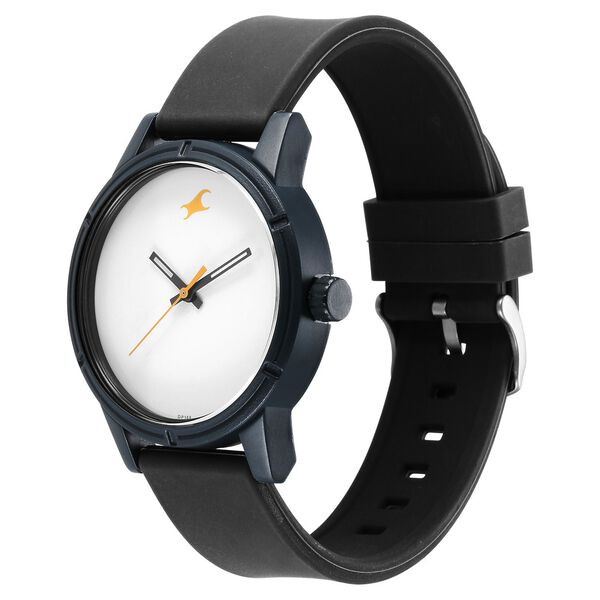 Fastrack Tees Quartz Analog White Dial Silicone Strap Watch for Guys - image number 2