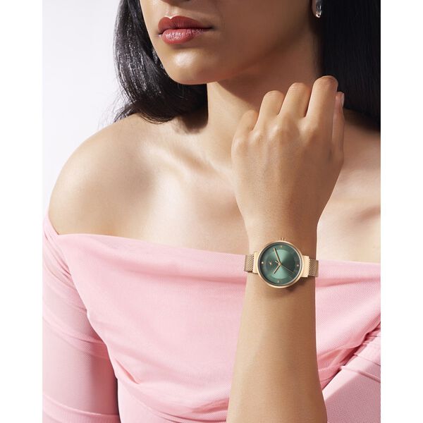 Fastrack Stunners X Quartz Analog Green Dial Stainless Steel Strap Watch For Girls - image number 5