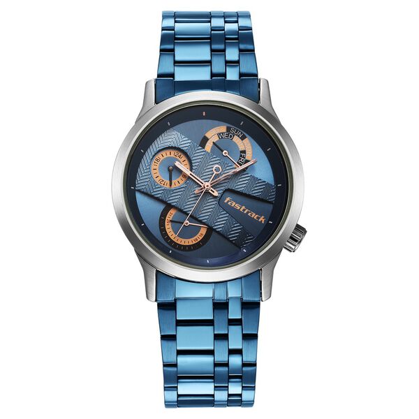 Fastrack Exuberant Quartz Analog Blue Dial Metal Strap Watch for Guys - image number 2