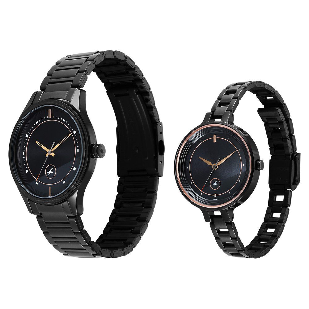 Buy Online Fastrack Mixmatched Quartz Analog Black Dial Black