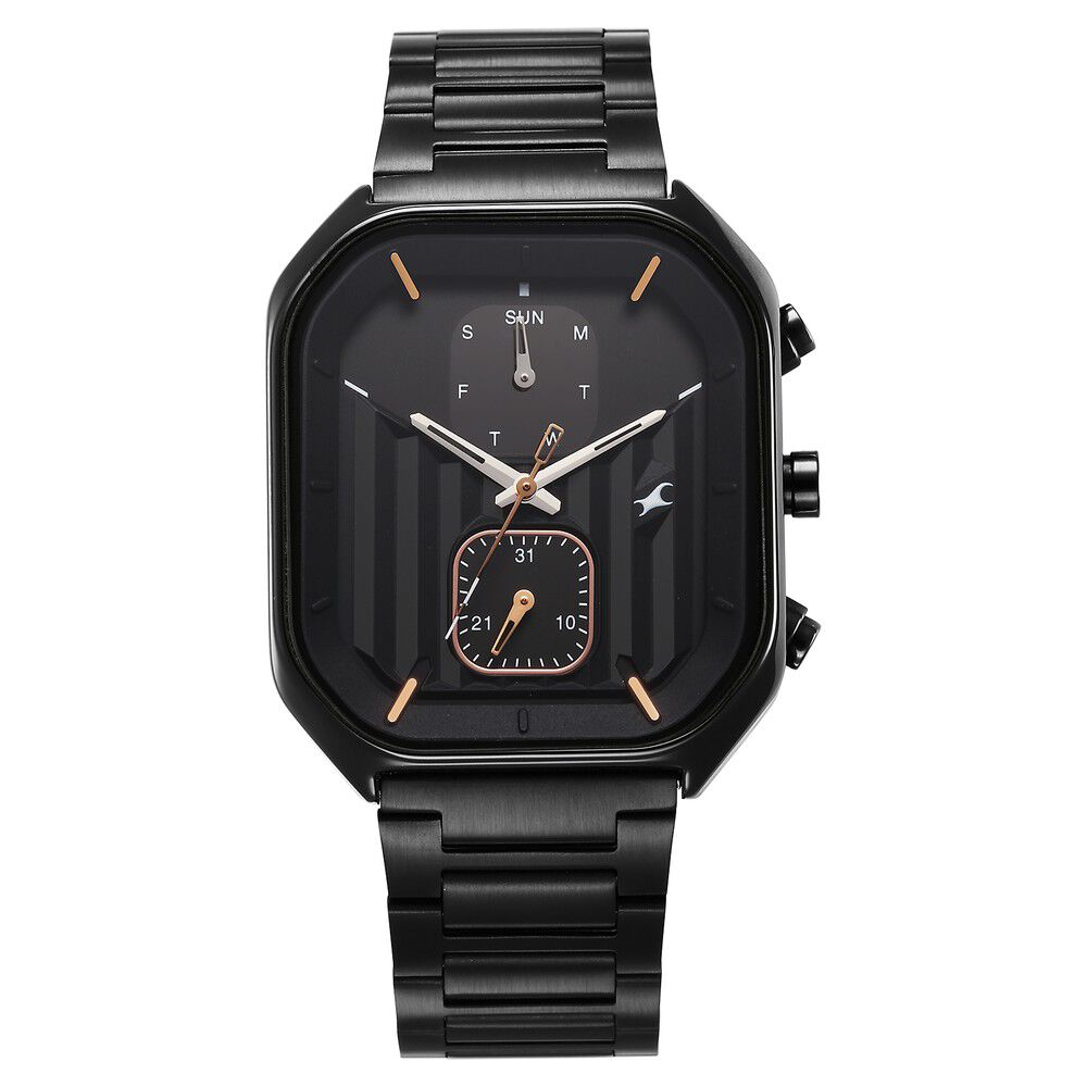 Buy Online Fastrack Fleek Quartz Multifunction Black Dial Stainless Steel Strap Watch For Guys 3270nm01 Fastrack