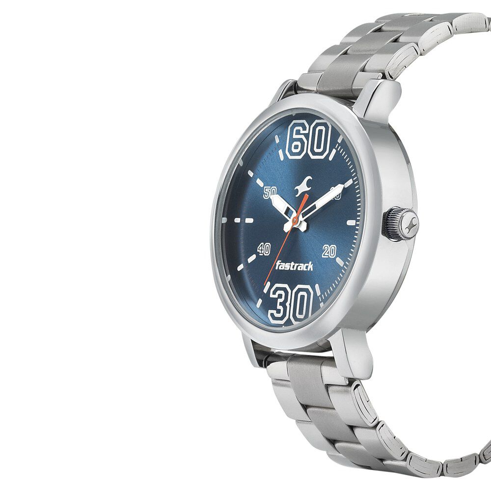 Fastrack Fundamentals Quartz Analog Blue Dial Stainless Steel