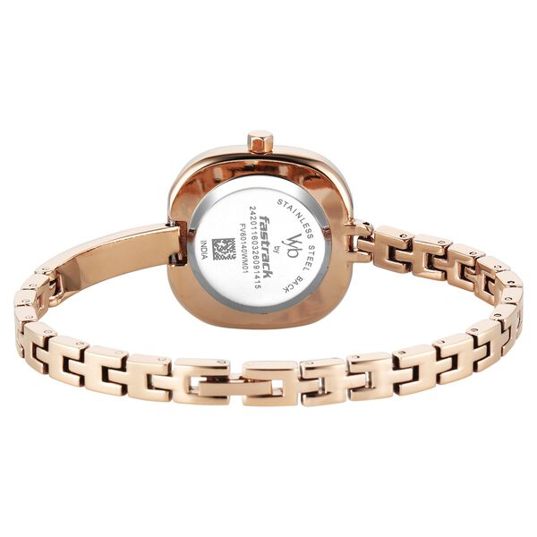 Vyb Aurora By Fastrack Quartz Analog Silver Dial Rose Gold Metal Strap Watch For Girls - image number 5