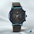 Fastrack Kronos Multifunction Black Dial Leather Strap Watch for Guys - image number 3