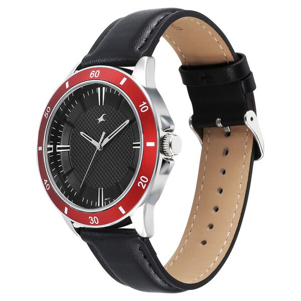 Fastrack Stunners X Quartz Analog Black Dial Leather Strap Watch For Guys - image number 2