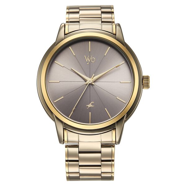 Fastrack Vyb Phantom Quartz Analog Khaki Dial Metal Strap Watch For Guys - image number 1