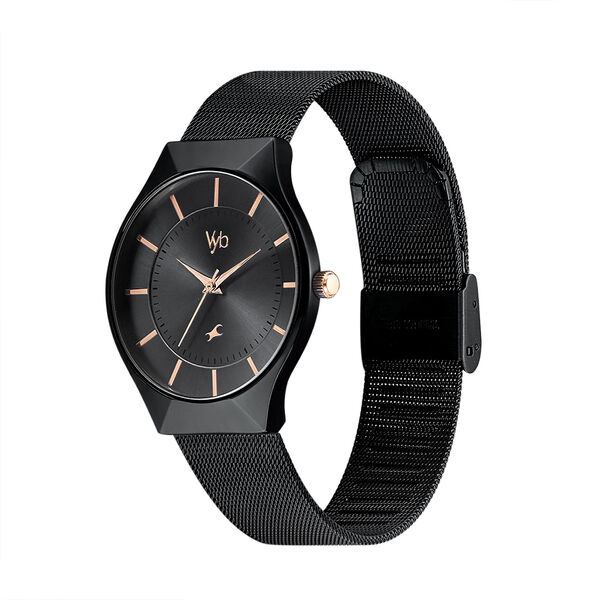 Fastrack Vyb Successor Quartz Analog Black Dial Stainless Steel Strap Watch for Girls - image number 3