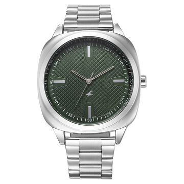 Fastrack Stunners X Quartz Analog Green Dial Stainless Steel Strap Watch For Guys
