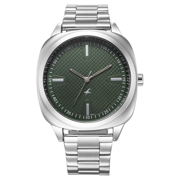 Fastrack Stunners X Quartz Analog Green Dial Stainless Steel Strap Watch For Guys - image number 0