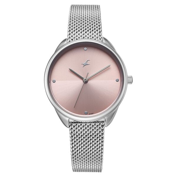 Fastrack Stunners Quartz Analog Pink Dial Silver Stainless Steel Strap Watch For Girls - image number 0