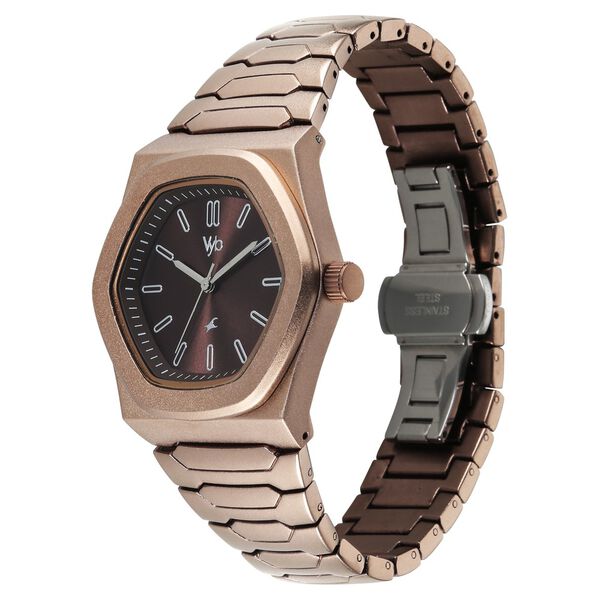 Vyb Limitless By Fastrack Quartz Analog Brown Dial Brown Metal Strap Watch For Guys - image number 2