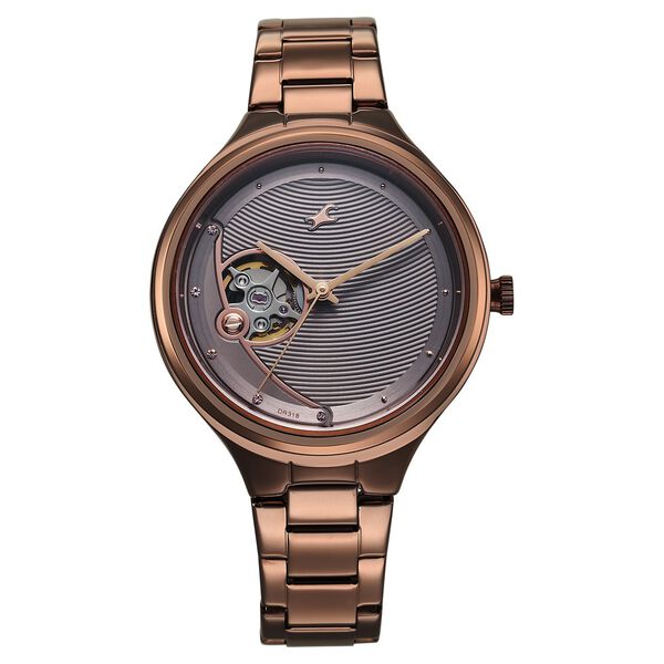 Fastrack Automatic Brown Dial Metal Strap Watch For Girls - image number 0