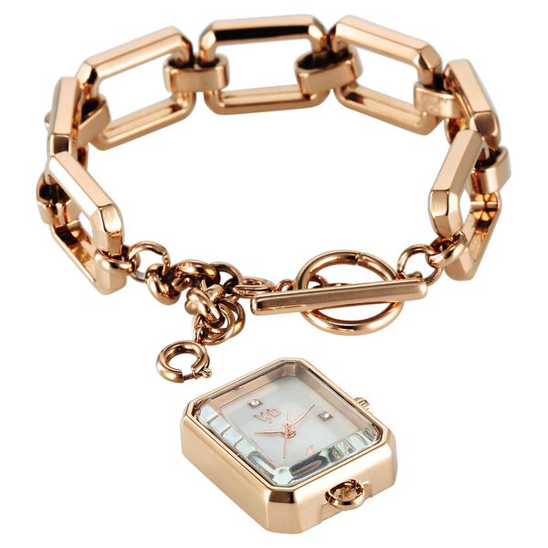 Vyb Siren By Fastrack Quartz Analog White Dial Rose Gold Metal Strap Watch For Girls - image number 5
