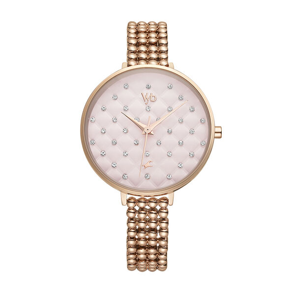 Fastrack Vyb Iconique Quartz Analog Pink Dial Metal Strap Watch for Girls - image number 0