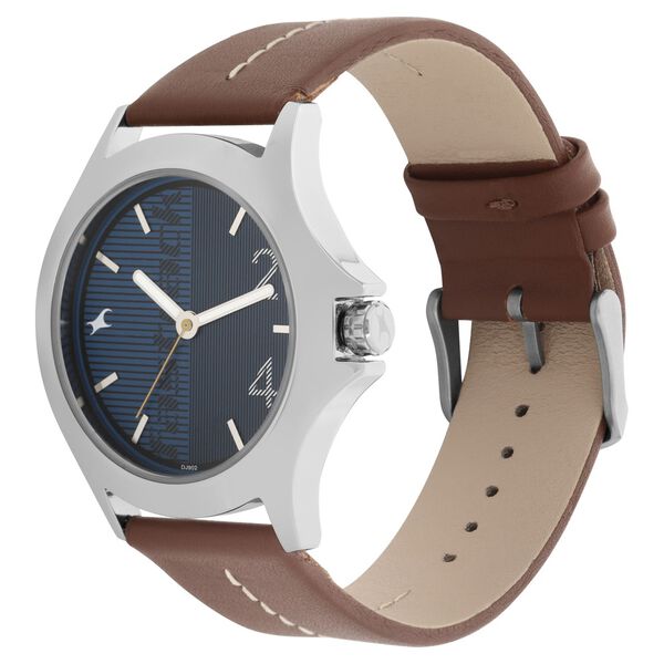 Fastrack Quartz Analog Blue Dial Leather Strap Watch for Guys - image number 2