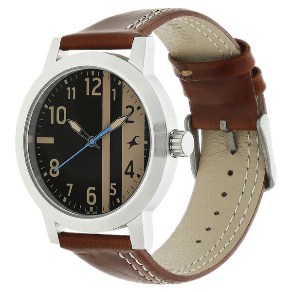 Fastrack Bare Basics Quartz Analog Black Dial Leather Strap Watch for Guys - image number 1