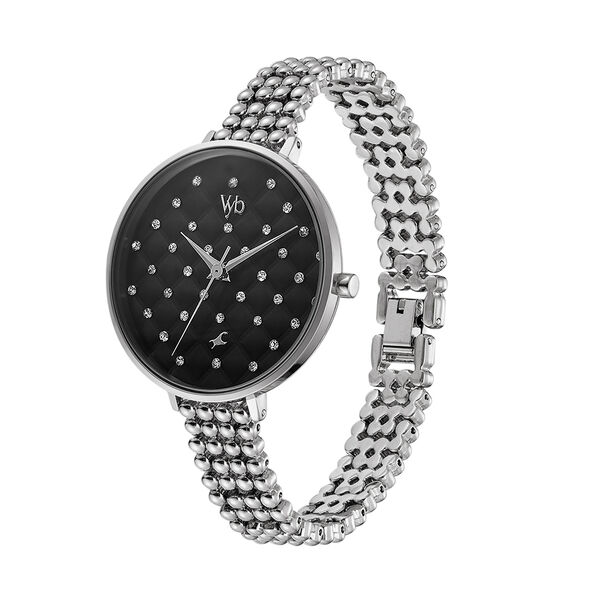 Fastrack Vyb Iconique Quartz Analog Black Dial Metal Strap Watch for Girls - image number 3